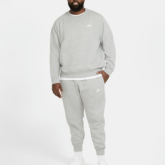Nike Men's Sportswear Club Fleece Crew | Dark Grey Heather/White | Size: 3XL - Picture 4 of 4